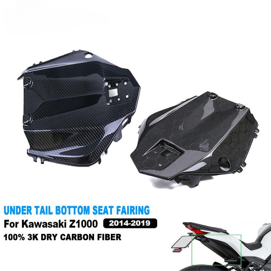 AISKA 3K Dry Carbon Fiber Motorcycle Accessories Under Tail Bottom Seat Fairing Kits for Kawasaki Z1000 2014 2015 2016 2017 2018