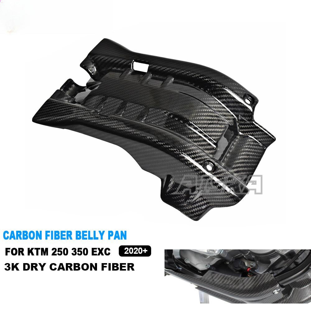 AISKA 3K Dry Carbon Fiber Parts Accessories Motorcycle Under Tray Body Fairing Kit Lower Belly Pan for KTM 250 350 EXC 2020+