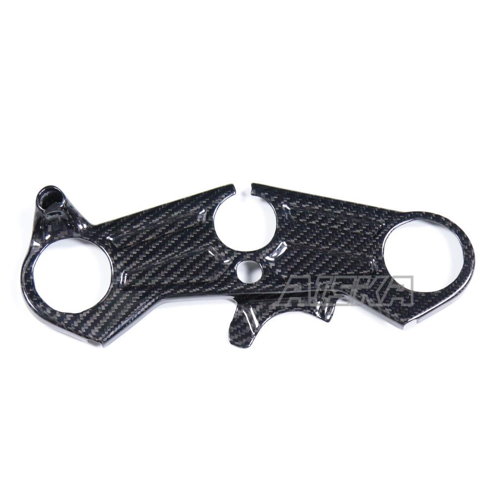 AISKA 100% 3K Twill Glossy Dry Carbon Fiber Ultra Light Upper Top Triple Clamp Cover for Kawasaki Ninja ZX10R 2016-2020