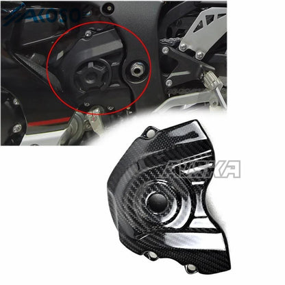 AISKA 3K Dry Carbon Fiber Motorcycle Accessories Front Sprocket Cover Guard for Kawasaki Ninja ZX10R ZX-10R 2016-2020