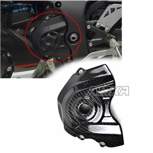 AISKA 3K Dry Carbon Fiber Motorcycle Accessories Front Sprocket Cover Guard for Kawasaki Ninja ZX10R ZX-10R 2016-2020