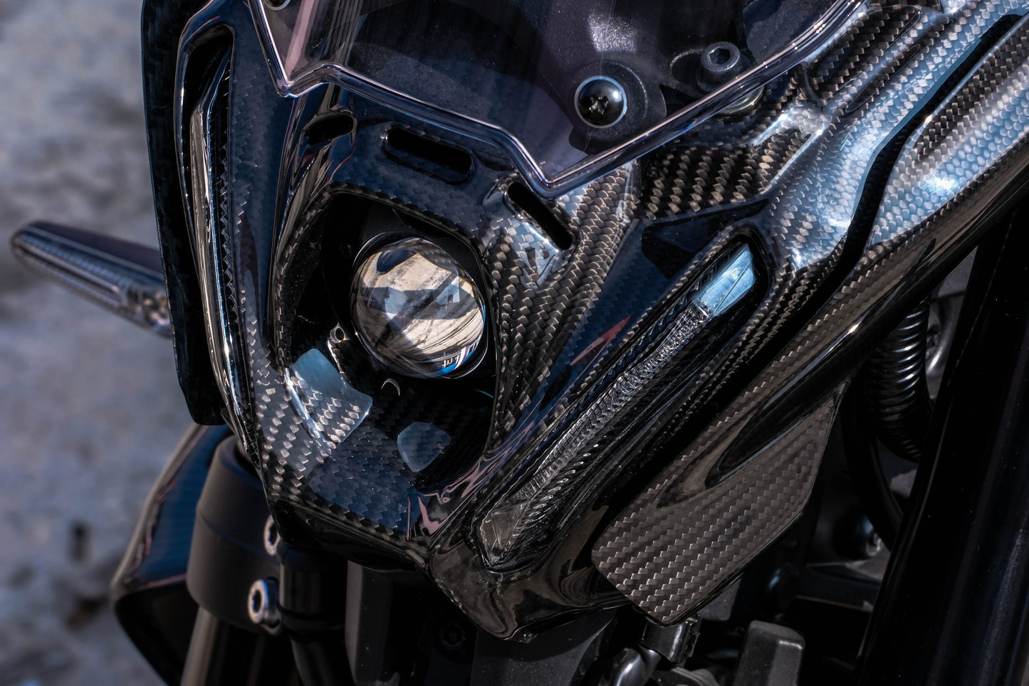 AISKA 100% 3K Motorcycle Carbon Fiber Front Nose Headlight Fairing for Yamaha MT09 FZ09 2021-2023