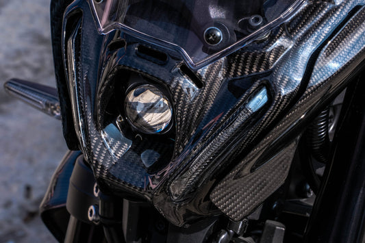 AISKA 100% 3K Motorcycle Carbon Fiber Front Nose Headlight Fairing for Yamaha MT09 FZ09 2021-2023