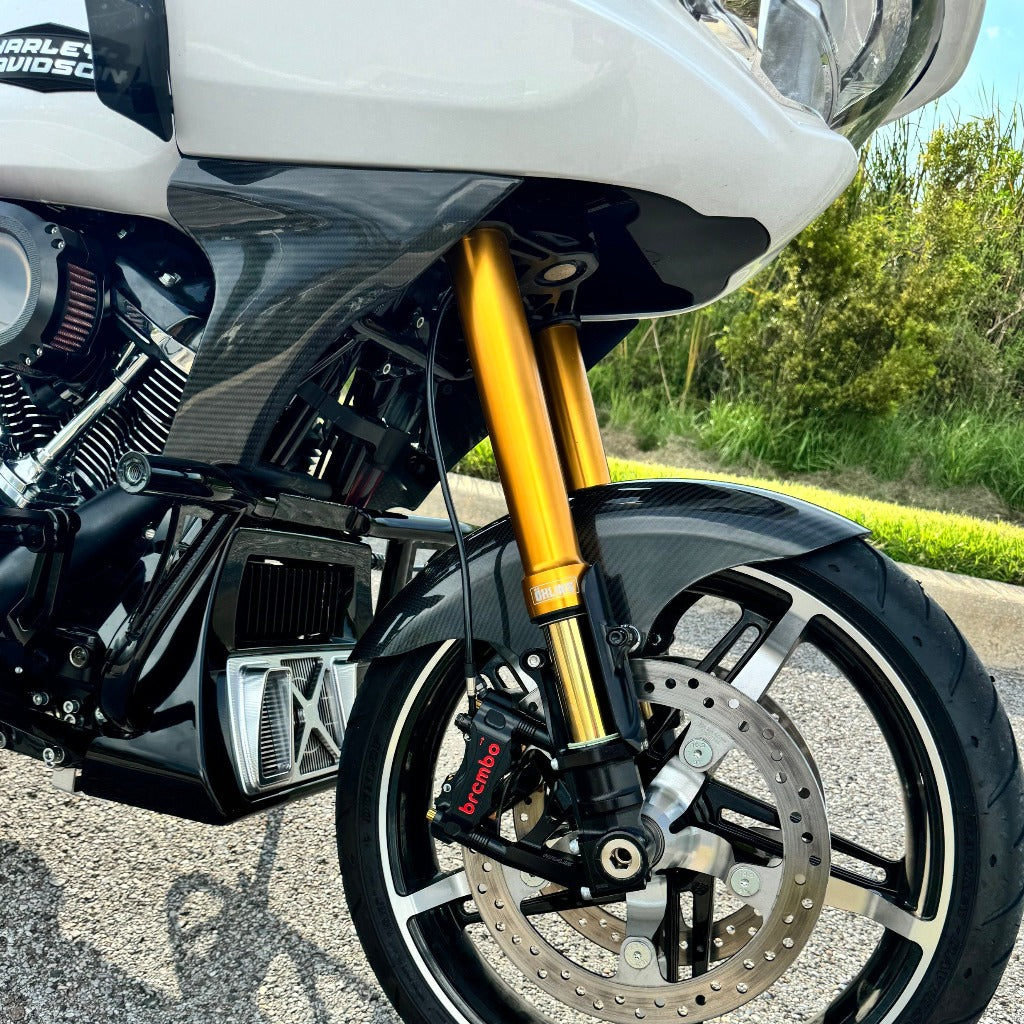 AISKA Real 3K Dry Carbon Fiber Motorcycle Side Fairing Spoiler Chin Cover for Harley Softail Low Rider S ST FXLRST 2022-2024