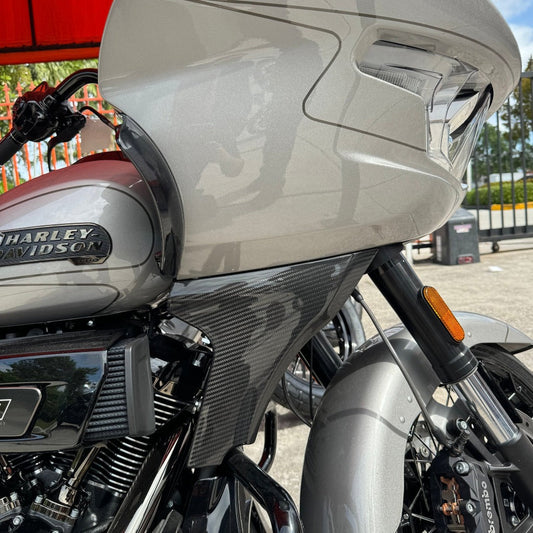 AISKA 3K Real Carbon Fiber Headlight Lower Side Panel Fairing for Harley Davidson Touring Street Glide Road King 2024-2025