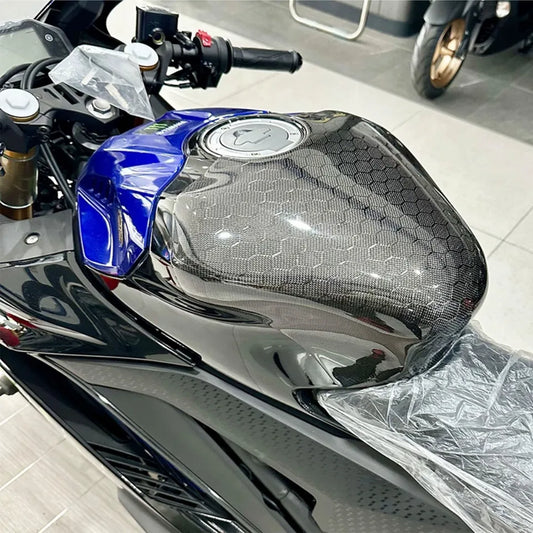AISKA Motorcycle Carbon Fuel Tank Cover Shroud Fairing Part Kit Carbon Fiber Full Tank Cover for Yamaha R3 2022 2023 2024