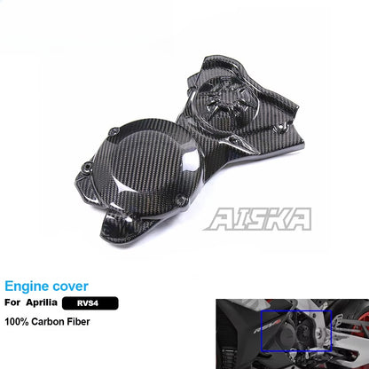 AISKA 100% 3K Pure All Dry Carbon Fiber Motorcycle Body Accessories Engine Hood Sprocket Cover Fairing for Aprilia RSV4 Tuono V4 2021-2024