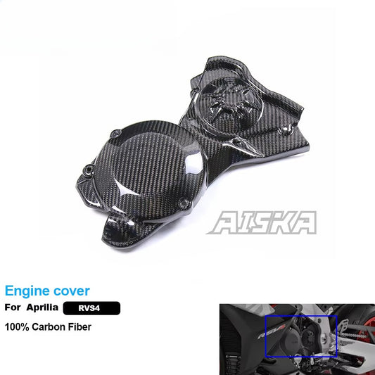 AISKA 100% 3K Pure All Dry Carbon Fiber Motorcycle Body Accessories Engine Hood Sprocket Cover Fairing for Aprilia RSV4 Tuono V4 2021-2024