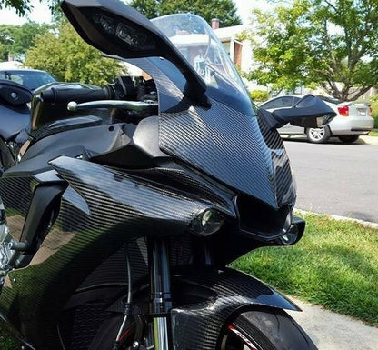 AISKA 100% Full 3K Dry Carbon Fiber Motorcycle Front Headlight Nose Cowl Fairing for Yamaha YZF R1 R1M 2015-2019