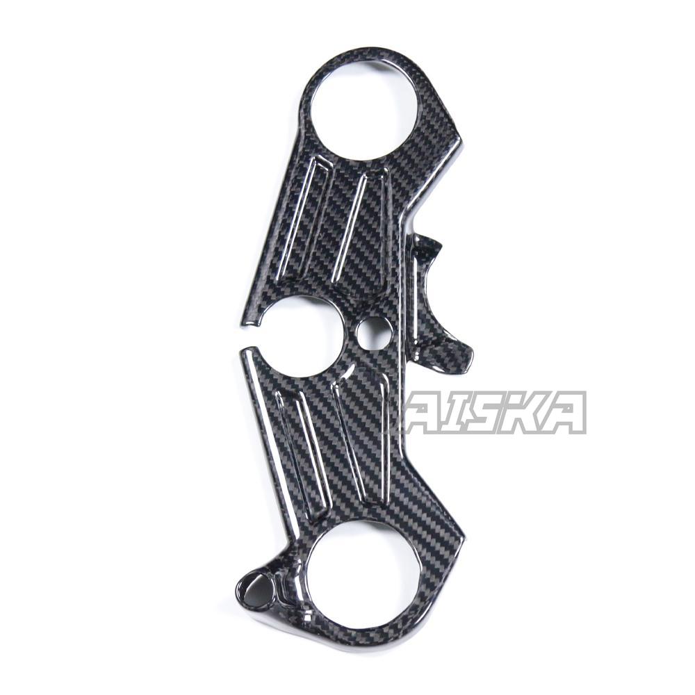 AISKA 100% 3K Twill Glossy Dry Carbon Fiber Ultra Light Upper Top Triple Clamp Cover for Kawasaki Ninja ZX10R 2016-2020