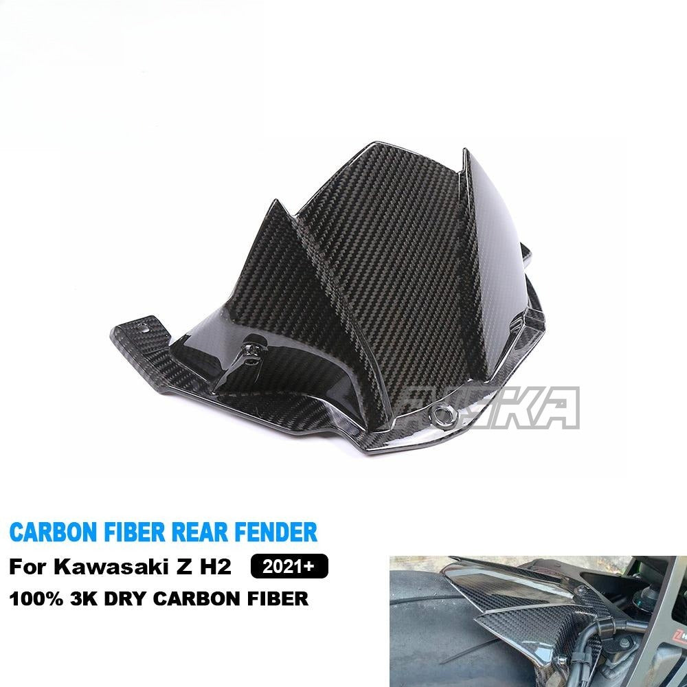 AISKA Full 3K Dry Carbon Fiber Motorcycle Rear Fender Hugger Mud Splash Mudguard for Kawasaki Z H2 2021 2022 2023 2024