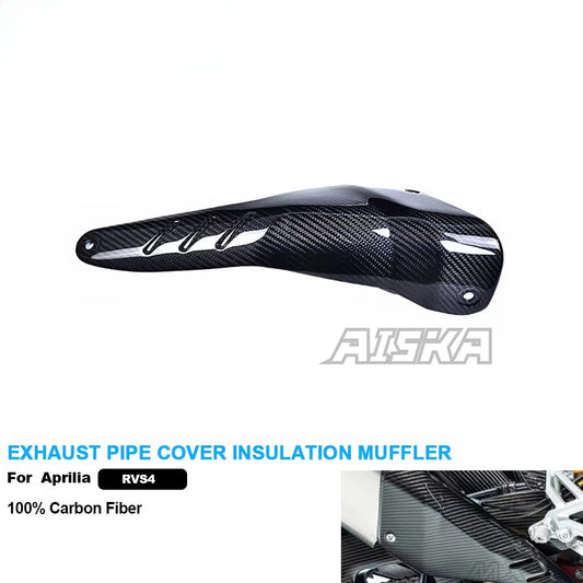 AISKA 100% 3K Pure All Dry Carbon Fiber Motorcycle Body Exhaust Pipe Cover Insulation Muffler for Aprilia RSV4 TUONO V4 2021+