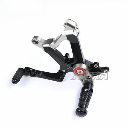 AISKA CNC Aluminum Dry Carbon Fiber Footpeg Rearset Motorcycle Racing Adjustable Rear Footrest for Ducati Panigale V4 V4R V4S