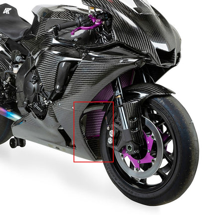 AISKA Full Dry Carbon Fiber Motorcycle Radiator Guard V-Panel Protector Fairing Kit for Yamaha R1 R1M 2015-2024