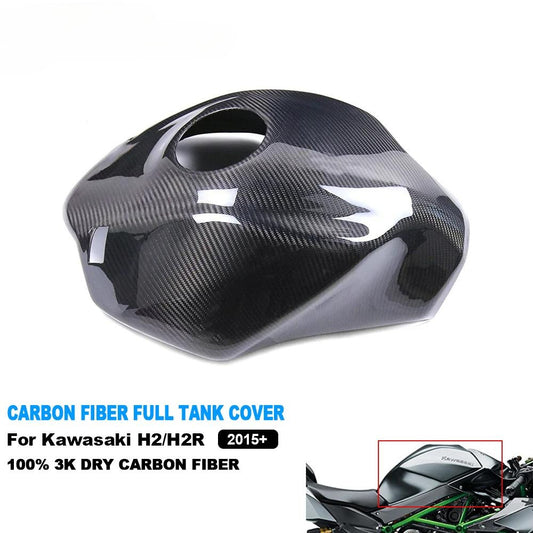 AISKA Full 3K Dry Carbon Fiber Motorcycle Full Fuel Gas Tank Cover for Kawasaki Ninja H2 H2R 2015-2024
