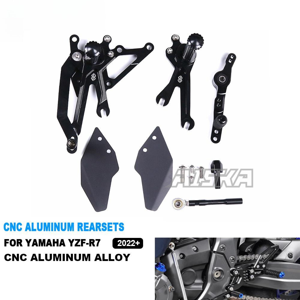 AISKA CNC Aluminum Alloy Motorcycle Racing Footpeg Footrest Rear Pedal Rearset for Yamaha YZF R7 2022 2023 2024