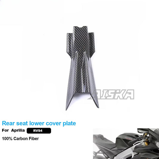 AISKA 100% 3K Pure All Dry Carbon Fiber Motorcycle Body Accessories Rear Seat Lower Cover Plate Fairing for Aprilia RSV4 Tuono V4 2021+