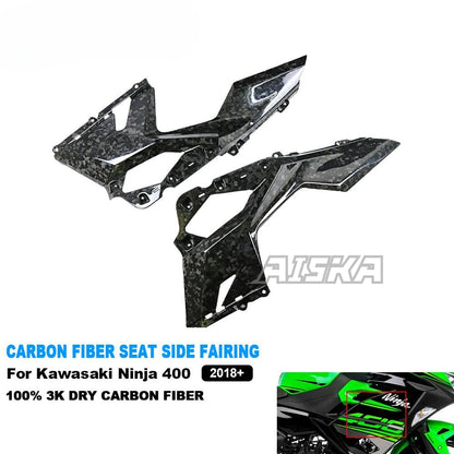 AISKA 100% 3K Dry Carbon Fiber Motorcycle Accessories Front Upper Side Panel Fairing for Kawasaki Ninja 400 2018-2024