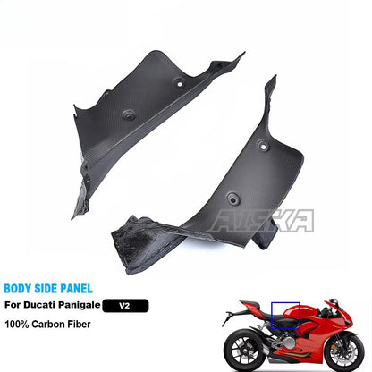 AISKA Dry Carbon Fiber Motorcycle Accessories Spare Parts Body Side Panel for Ducati Panlgale V2