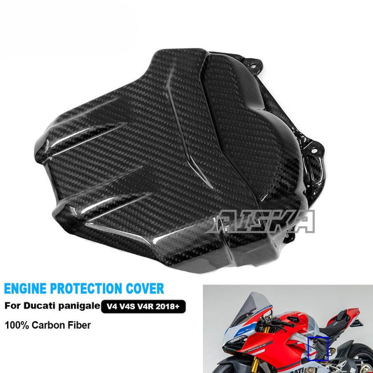 AISKA Dry Carbon Fiber Motorcycle Accessories Engine protection Cover for Ducati Panigale  V4 V4S V4R 2018-2024