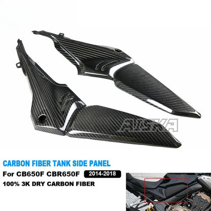 AISKA Dry Carbon Fiber Motorcycle Fuel Tank Side Fairing Seat Side Panels for Honda CB650F CBR650F 2014 2015 2016 2017 2018