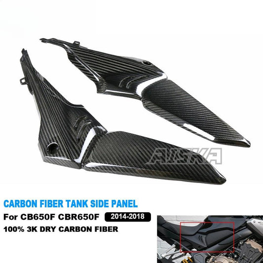 AISKA Dry Carbon Fiber Motorcycle Fuel Tank Side Fairing Seat Side Panels for Honda CB650F CBR650F 2014 2015 2016 2017 2018