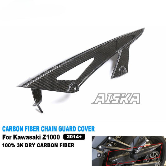AISKA 3K Dry Carbon Fiber Motorcycle Accessories Rear Chain Guard Cover Fairing Kit Fit for Kawasaki Z1000 2014+