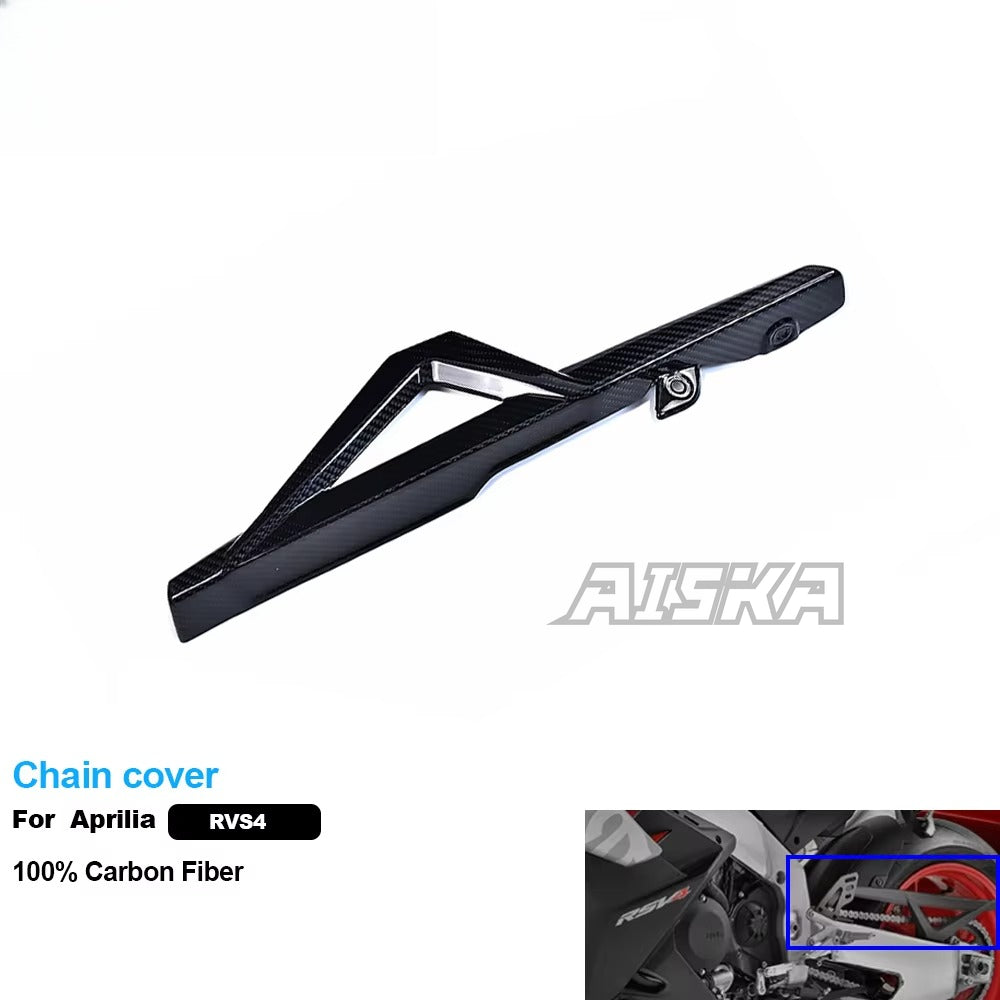 AISKA 100% 3K Pure All Dry Carbon Fiber Motorcycle Body Accessories Chain Cover Chain protection Cover for Aprilia RSV4 Tuono V4 2021-2024