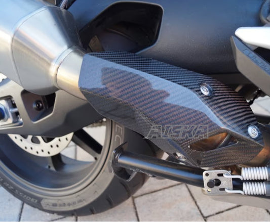 AISKA 3K 3*3 Full Carbon Fiber Motorcycle Accessories Muffler Heat Shield for BMW S1000XR 2020 2021 2022 2023 2024