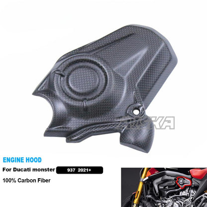 AISKA 3K 3*3 Carbon Fiber Motorcycle Accessories Engine Hood for Ducati Monster 937 2021+