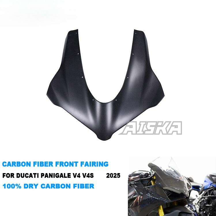AISKA New Arrival 100% 3K Full Dry Carbon Fiber Motorcycle Front Face Fairing for Ducati Panigale V4 V4S 2025