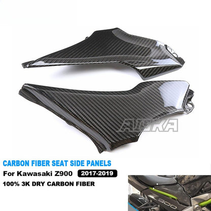 AISKA 3K Dry Carbon Fiber Motorcycle Accessories Seat Side Frame Cover Fairing Cowl Side Panel for Kawasaki Z900 2017 2018 2019