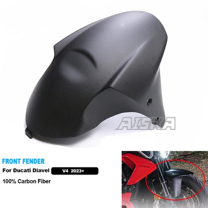 AISKA  Wholesale 100% Dry Carbon Fiber Motorcycle Front Fender for Ducati Diavel  V4  2023