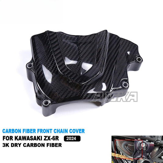 AISKA Full Dry Carbon Fiber Motorcycle Fairing for Kawasaki Ninja ZX-6R Front Sprocket Cover Included 2009-2025