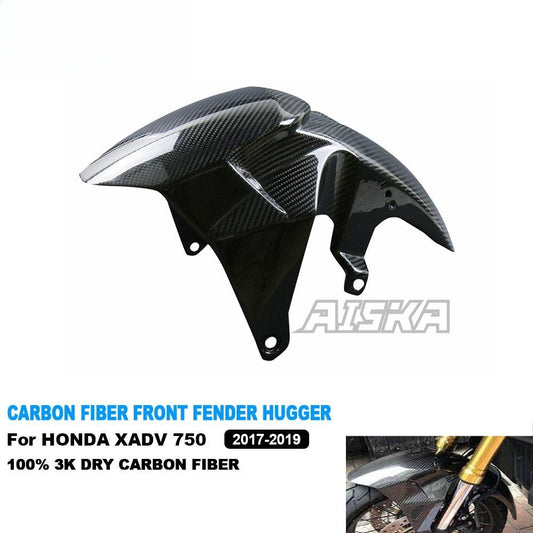 AISKA 3K Dry Carbon Fiber Motorcycle Front Fender Hugger Mudguard for Honda XADV 750 2017 2018 2019
