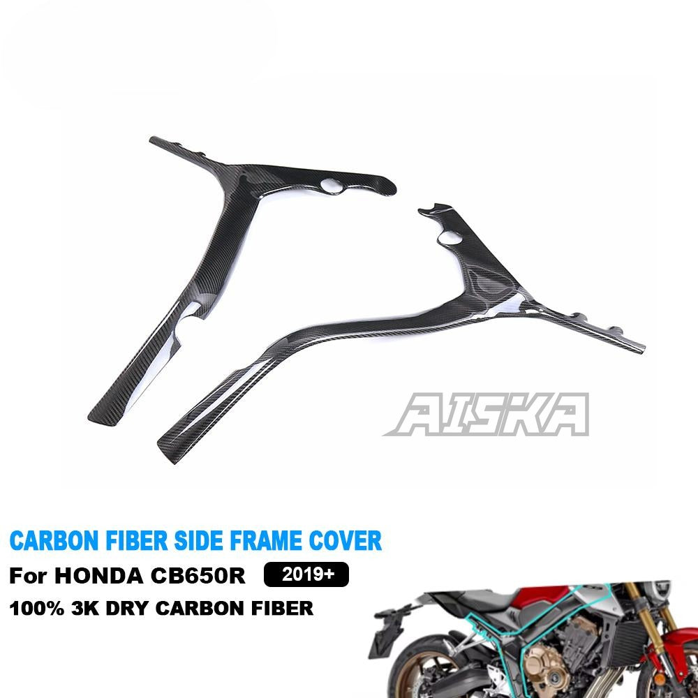 AISKA Motorcycle 3K Dry Carbon Fiber Side Plate Cover Panel Protector Guards Frame Covers for Honda CB650R CBR650R 2019+