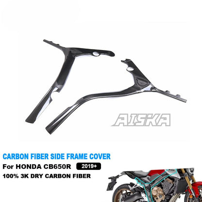 AISKA Motorcycle 3K Dry Carbon Fiber Side Plate Cover Panel Protector Guards Frame Covers for Honda CB650R CBR650R 2019+