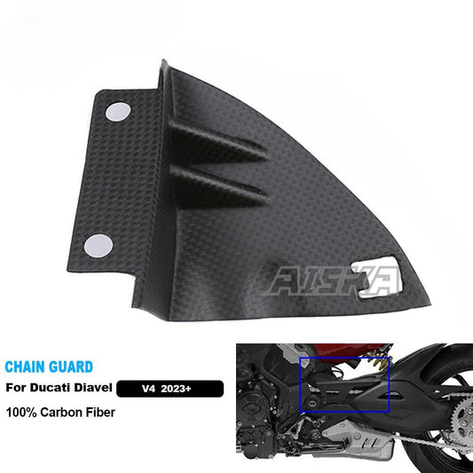 AISKA 3K 3*3 Full Carbon Fiber Motorcycle Accessories Chain Guard for Ducati Diavel  V4  2023