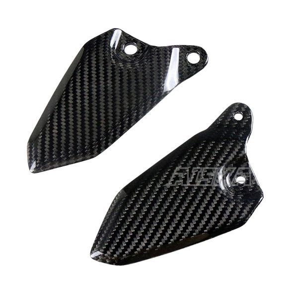 AISKA 3K Dry Carbon Fiber Motorcycle Rear Footrest Wing Protector Rearset Heel Plate Guards for Kawasaki Z900RS 2018-2024