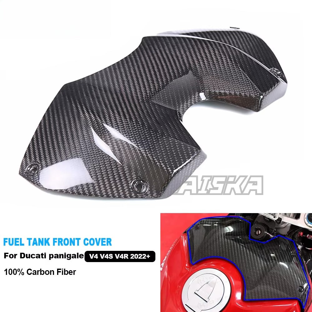 AISKA Twill Weave Glossy 3K Carbon Fiber Motorcycle Fuel tank Front Cover for Ducati Panigale V4 V4S V4R 2022-2024