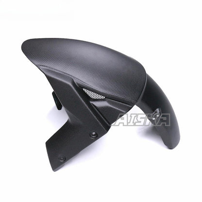 AISKA 3K Dry Carbon Fiber Motorcycle Accessories Front Wheel Fender Hugger Mudguard for Kawasaki ZX10R ZX-10R 2016-2020