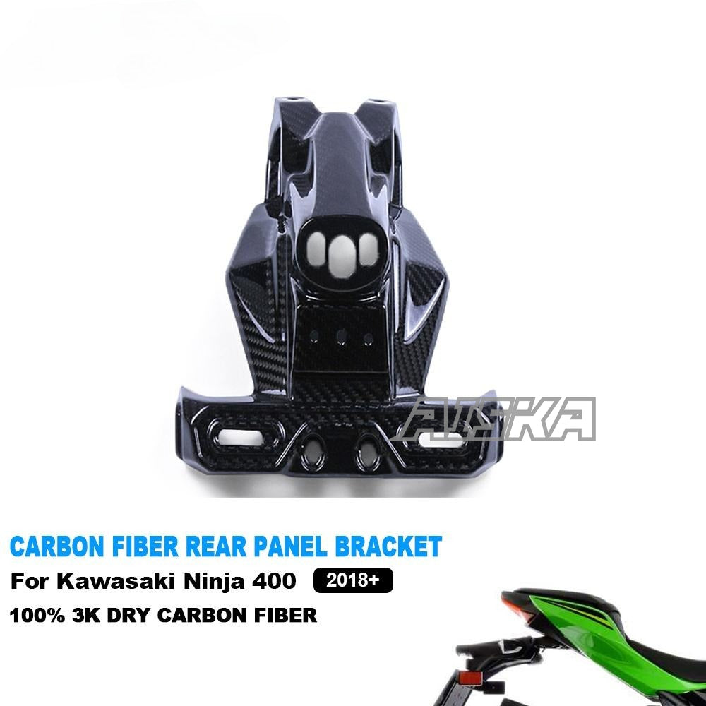 AISKA 3K Dry Carbon Fiber Motorcycle Rear Fender Eliminator License Plate Signal Holder Bracket for Kawasaki Ninja 400 2018-2024