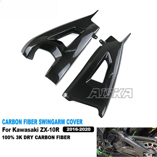 AISKA 3K Dry Carbon Fiber Motorcycle Accessories Rear Swing Arm Fairing Swingarm Cover for Kawasaki ZX10R ZX-10R 2016-2020
