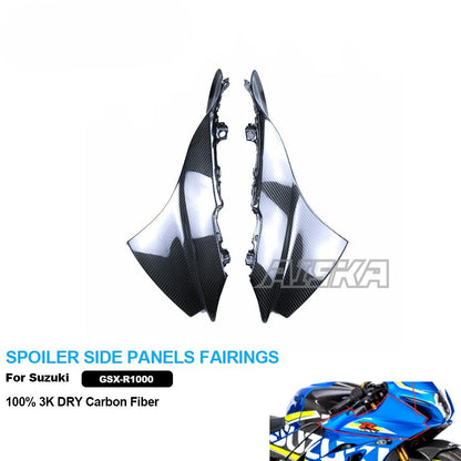 AISKA 100% 3K Dry Carbon Fiber Motorcycle  Accessories Spoiler Side Panels Fairings for Suzuki GSXR1000 2017+