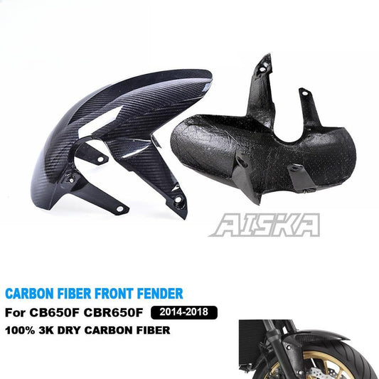 AISKA Motorcycle 3K Dry Carbon Fiber Front Tire Fender Mud Guard Hugger for Honda CB650F CBR650F 2014 2015 2016 2017 2018