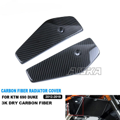 AISKA 690 Duke 3K Dry Carbon Fiber Motorcycle Radiator Side Cover Plate Fairing for KTM 690 Duke 2012-2019