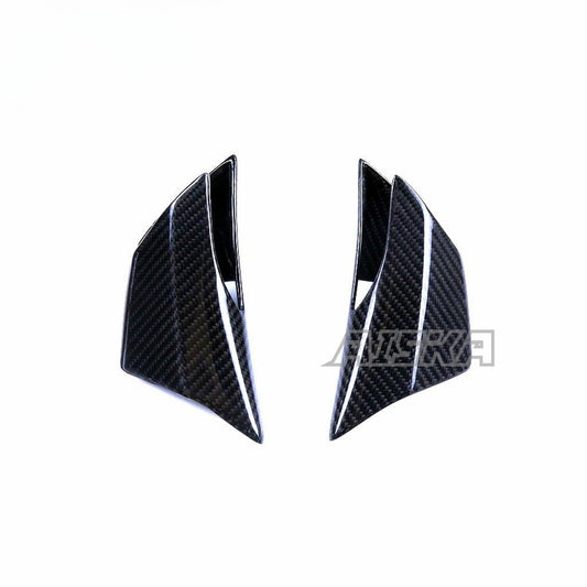 AISKA Dry Carbon Fiber Motorcycle Fixed Wind Wing Flow Front Fairing Side Spoiler Winglet for Honda CB650R CBR650R 2019+