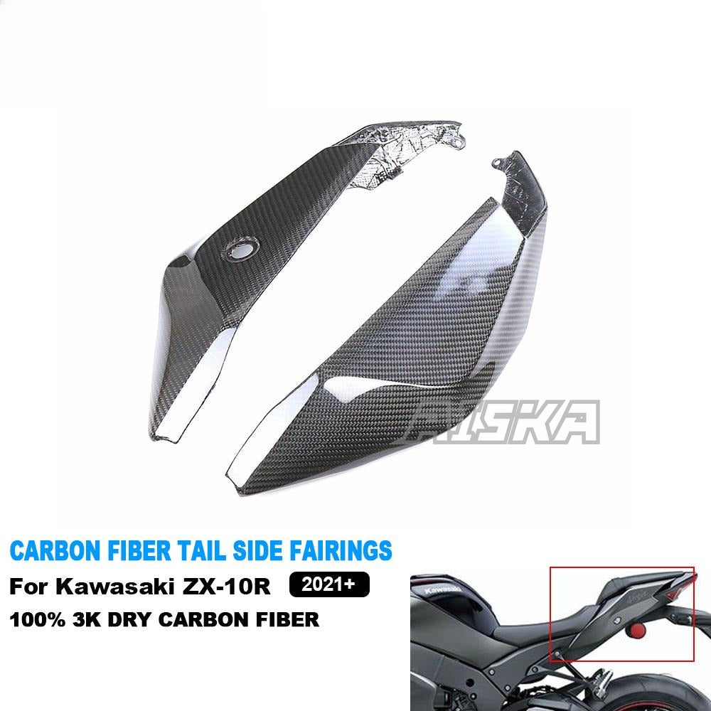 AISKA 3K Dry Carbon Fiber Motorcycle Rear Tail Seat Side Panels Fairings for Kawasaki Ninja ZX10R ZX-10R 2021-2024