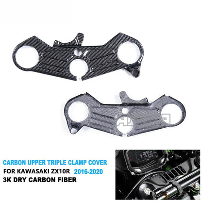 AISKA 100% 3K Twill Glossy Dry Carbon Fiber Ultra Light Upper Top Triple Clamp Cover for Kawasaki Ninja ZX10R 2016-2020