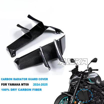 AISKA 100% 3K Dry Carbon Fiber Motorcycle Radiator Guard Side Covers for Yamaha MT09 FZ09 2024-2025